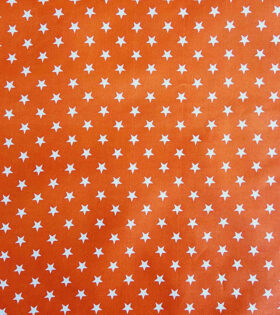 Printed Poly Cotton - Orange - Stars