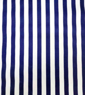 Printed Poly Cotton - Navy Blue - Stripes