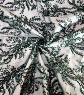 Embroidered Tulle (Jh22-46) - Bottle Green