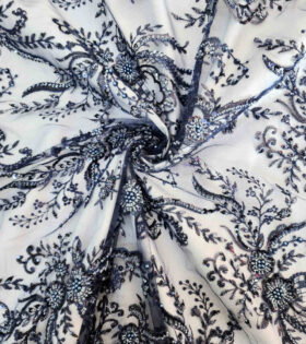 Embroidered Tulle (Jh22-46) - Blue