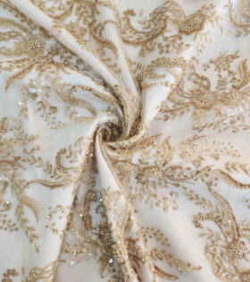 Embroidered Tulle (Jh22-46) - Beige