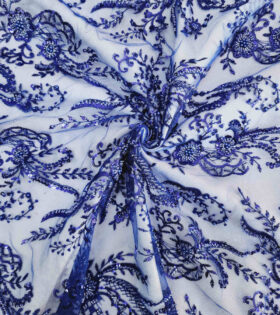 Embroidered Tulle (Jh22-46) - Royal Blue