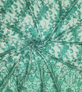 Embroidered Tulle - Emerald Green