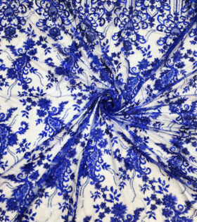 Embroidered Tulle - Royal Blue