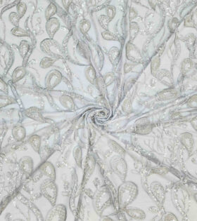 Paisley Beaded Tulle - Grey