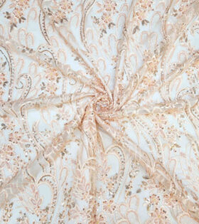 Embroidered Beaded Tulle - Peach
