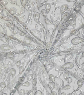 Paisley Beaded Tulle - Sage