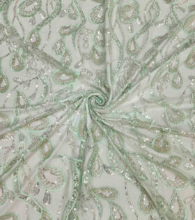 Paisley Beaded Tulle - Mint
