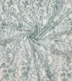 Embroidered Beaded Tulle - Sage