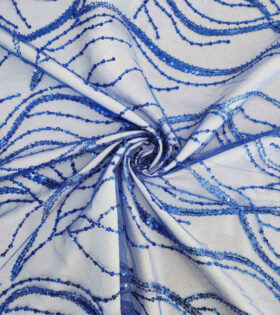 Ivy Beaded Tulle - Royal Blue