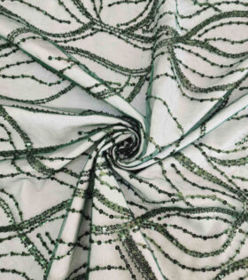 Ivy Beaded Tulle - Bottle Green