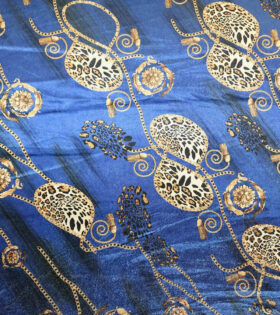Printed Velvet - Chain Print - Royal Blue