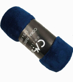 Coral Fleece Throw - Navy Blue