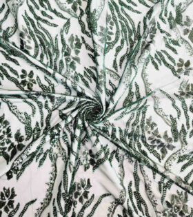 Jasmine Beaded Evening Tulle - Bottle Green