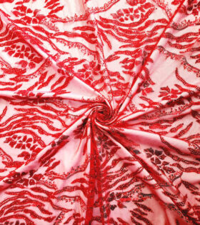 Jasmine Beaded Evening Tulle - Red