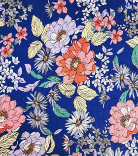 Printed DTY - Floral - Royal Blue