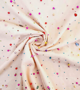 Diamond Studded Tulle - Peach