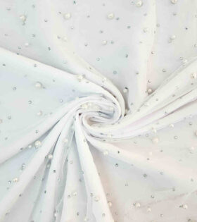 Pearl Diamond Tulle - White