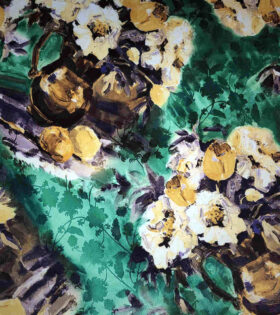 Printed Scuba - Floral - Mustard