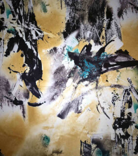 Digital Printed Duchess Satin - Abstract - Mustard