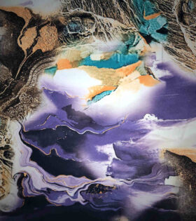 Digital Printed Duchess Satin - Abstract - Purple