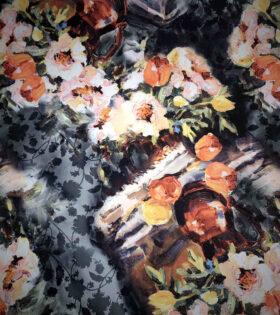 Printed Scuba - Floral - Orange