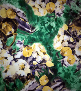Digital Printed Duchess Satin - Floral - Emerald