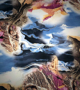 Digital Printed Duchess Satin - Abstract - Royal Blue