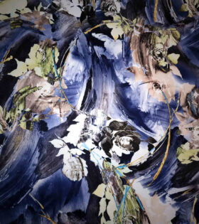 Digital Printed Duchess Satin - Abstract - Navy Blue