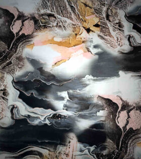 Digital Printed Duchess Satin - Abstract - Guava