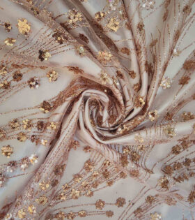 Floral Waterfall Tulle - Peach