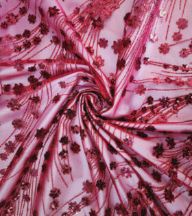 Floral Waterfall Tulle - Red