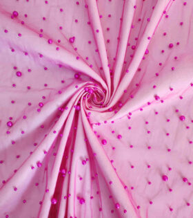 Pearl Large Beaded Tulle - Cerise Pink