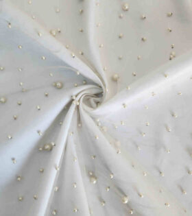 Pearl Large Beaded Tulle - Beige