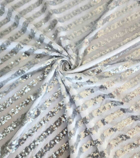 Sequins Striped Tulle - White