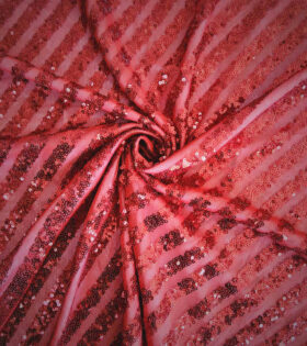 Sequins Striped Tulle - Red