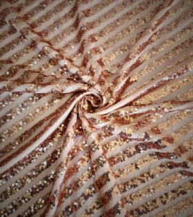 Sequins Striped Tulle - Peach
