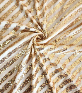 Sequins Striped Tulle - Gold