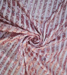 Sequins Striped Tulle - Dusty Pink