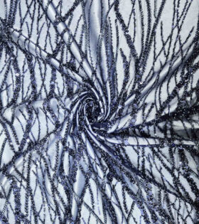 Jayden Beaded Tulle - Navy Blue