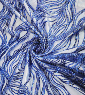 Mona Beaded Tulle - Royal Blue
