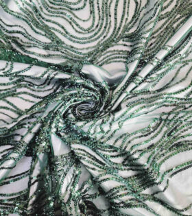 Mona Beaded Tulle - Bottle Green