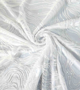 Mona Beaded Tulle - White