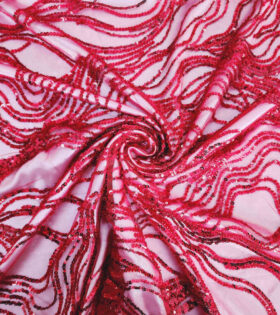 Mona Beaded Tulle - Red