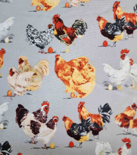 Printed Mini-Matt - Grey - Chickens