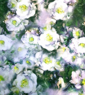 Digital Printed Duchess Satin - Floral - Grey