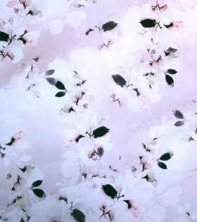 Digital Printed Duchess Satin - Floral - Stone