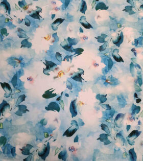 Digital Printed Duchess Satin - Floral - Turquoise