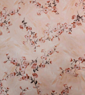 Digital Printed Duchess Satin - Floral - Peach