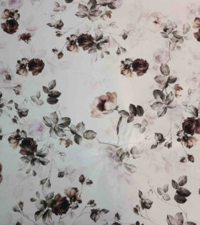 Digital Printed Duchess Satin - Floral - Light Grey